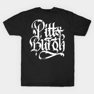 Pittsburgh Map Calligraphy Lettering Fan Art T-Shirt